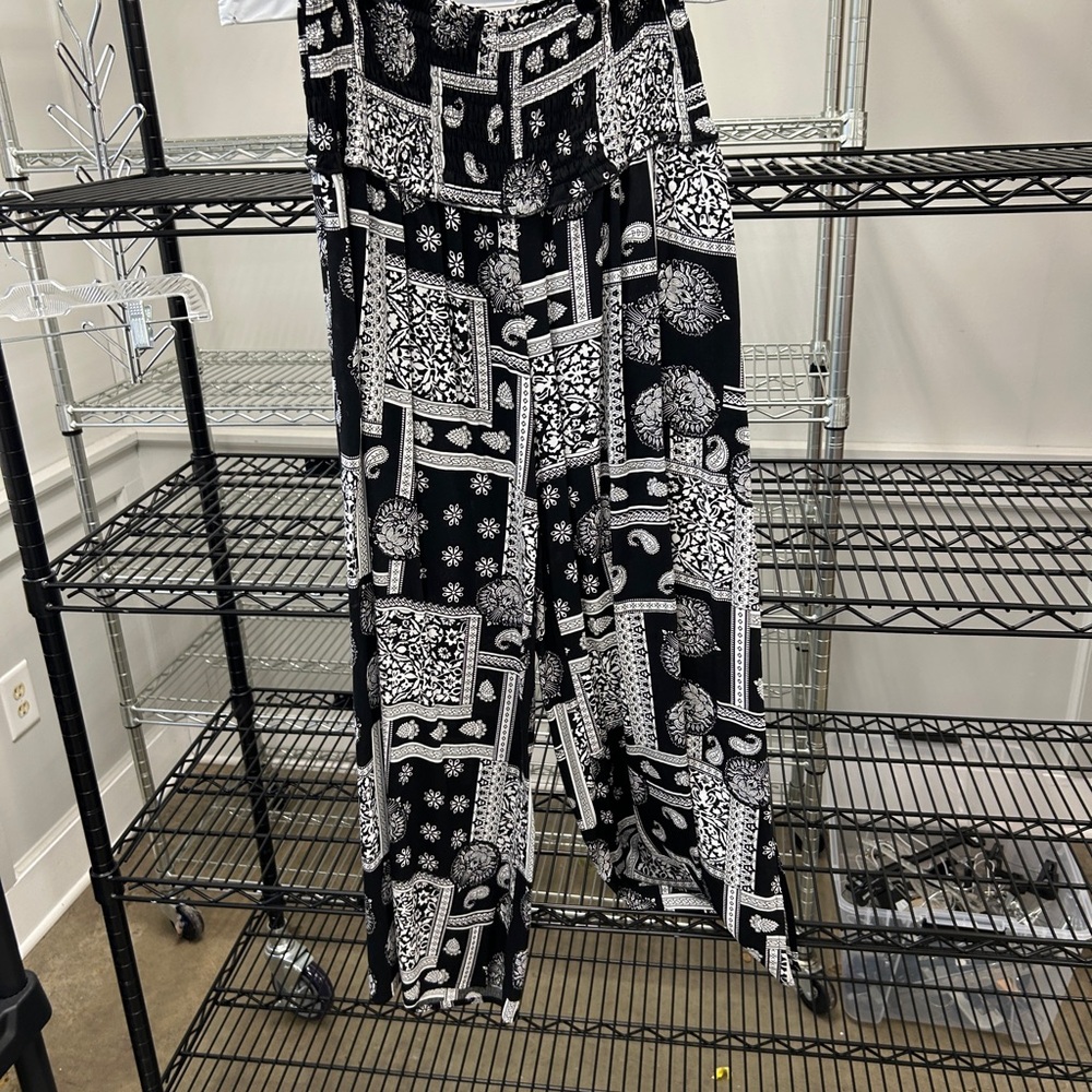 Mittoshop Black and White Wide Leg Jumpsuit